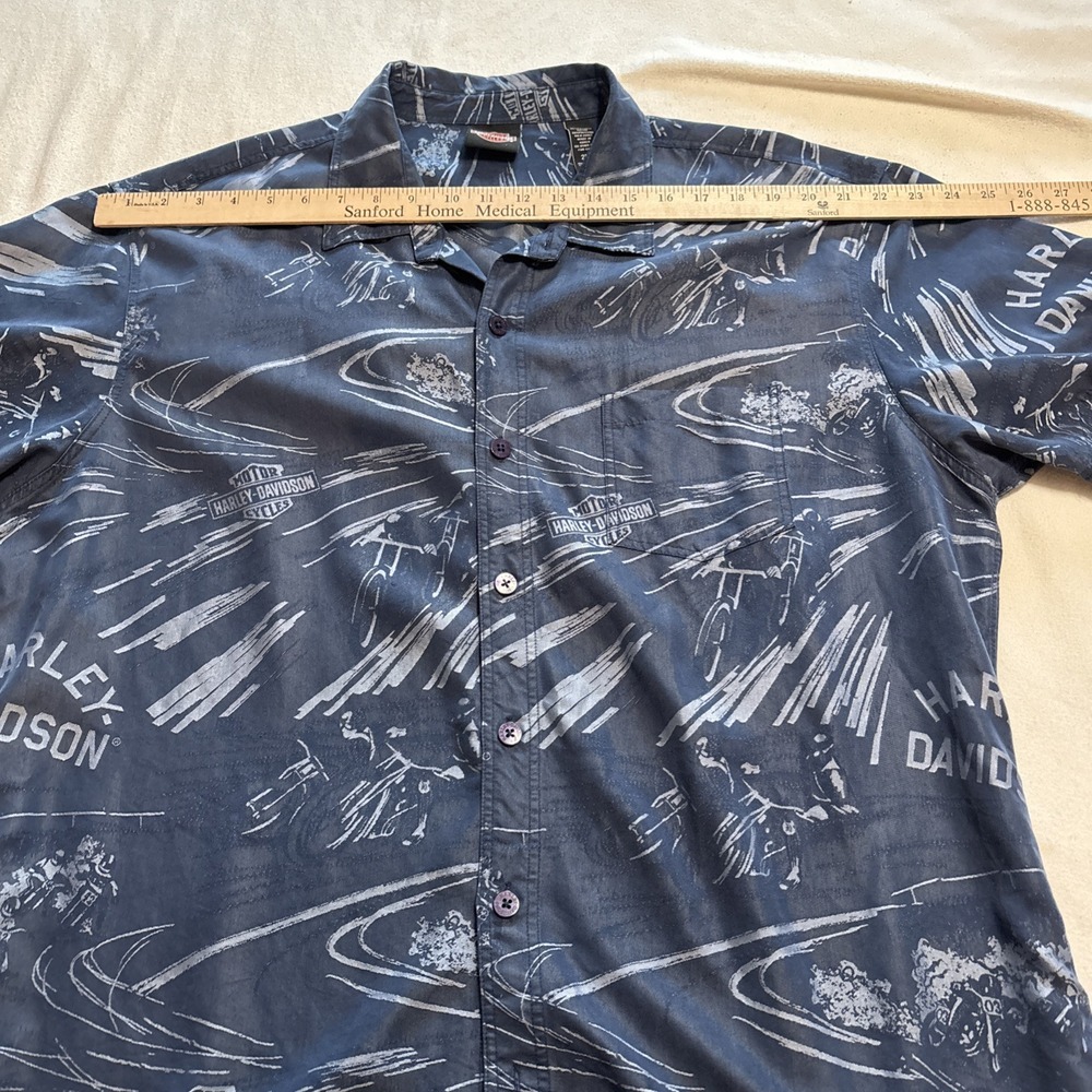 Harley-Davidson Shirt‎ Mens 2XL Short Sleeve Button-Up All Over Print Rayon - Picture 6 of 8